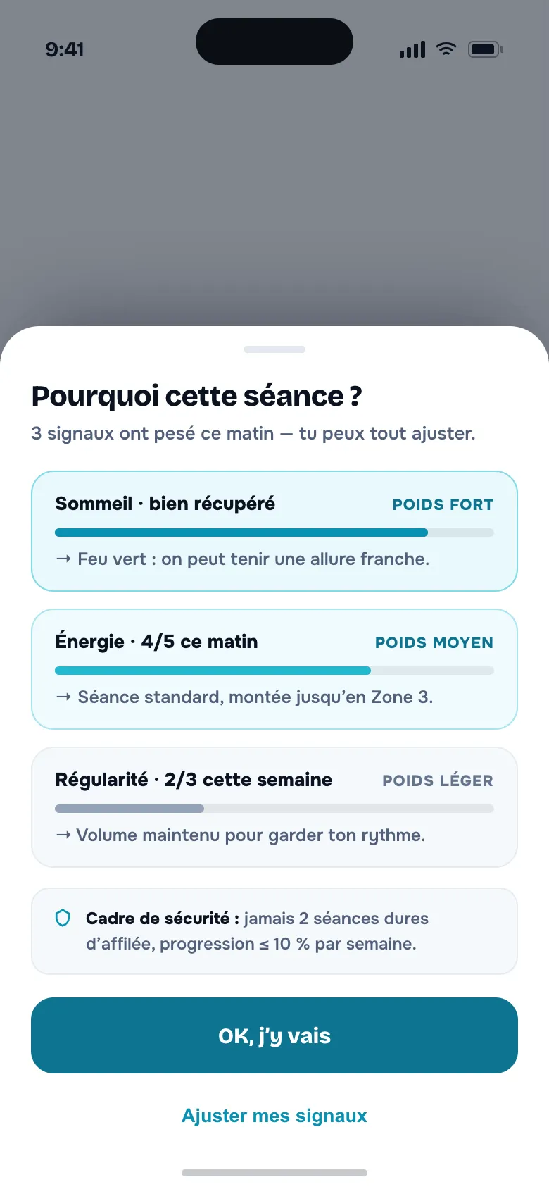 Explication du pourquoi de la séance recommandée